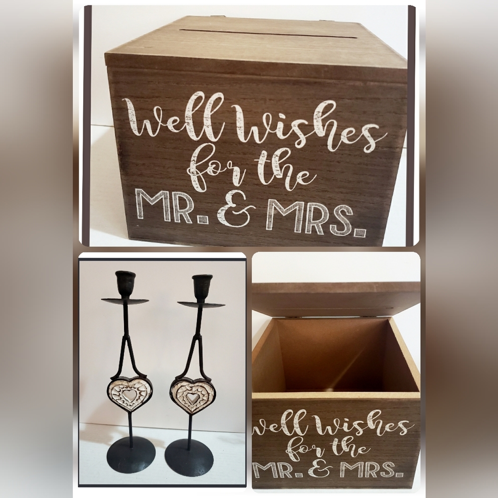 Wedding Gift Card and Money Box and Candle Stick Holders